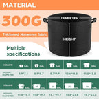 5 Pack 15 Gallon Grow Bags, Thickened Nonwoven Fabric Planter Pots with Handles, Heavy Duty 300G Garden Pots for Tomato, Potato and Vegetable
