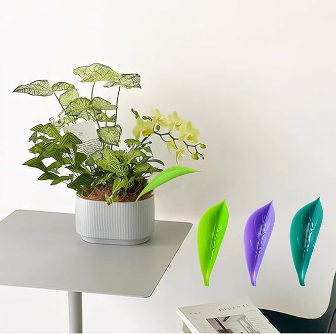 15 Pcs Leaf Plant Watering Devices Leaflow Design Plant Pot Watering Funnel for Outdoor Indoor 3 Color Leaf Watering Funnel