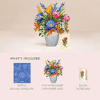 Freshcut Paper Tropical Paradise Pop Up Cards, 12 Inch Life Sized Forever Flower Bouquet 3D Popup Greeting Card, Birthday Cards, Anniversary Card, Blank Notecard & Envelope