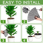 Newtay 6 Pcs Plant Pot Grid Soil Protector Covers Cuttable Flower Protector from Animals Cat Digging Stopper Plant Pot Cover with Stakes for Indoor Outdoor Gardening (20.5 +11.8+7.5 Inch,Black)