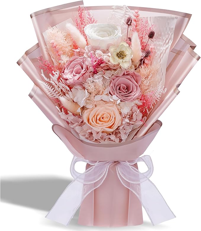 Bonsion Preserved Flowers Gifts for Women, Flower for Delivery, Dusty Rose Gifts fo Her, Preserved Roses Bouquets, Birthday Gifts for Grandma, Mothers Day Flowers for Wife