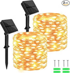 cshare Solar Fairy Lights Outdoor Waterproof,39.4ft 120LED Solar String Lights for Outside 8 Modes 2 Packs for Patio Backyard Garden Deorations Warm White