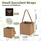 Temlum 2.5 Inch Succulent Wrap Bags (Fits 2.5″ Pots) with Thank You & Let Love Grow Stickers, Small Gift Box for Wedding, Baby Shower, Succulent Party Favors for Guests (Brown 40pcs)