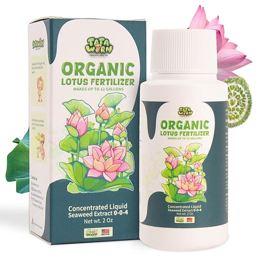 Organic Lotus Fertilizer, OMRI Listed Liquid Seaweed Extract for Water Lilies Aquatic Pond Plants, 2oz Concentrated Nutrient Boost Plant Food for Blooming Vibrant Growth