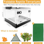 RunDuck Travel Portable Foldable Terrarium Kits for Reptiles -Heat-Resistant Material, Easy to Move with Wheels, Includes Plant, Feeding Bowl, and Carpet for Snakes, Lizards, Tortoises, and Leopard