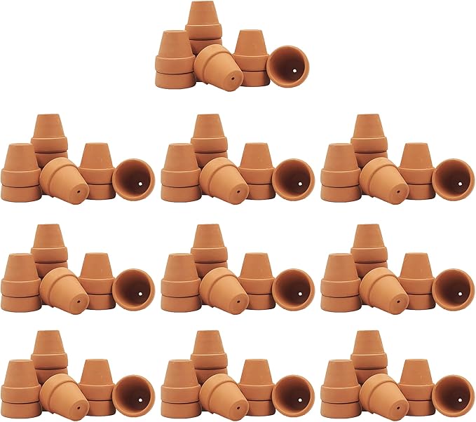 Yishang Mini Terracotta Pots with Drainage Holes - 1.5 inches Tiny Clay Nursery Pots for Indoor/Outdoor Mini Plant, DIY Crafts, Wedding Favors(100 Pack)