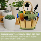 G GOOD GAIN Garden Succulent Kit with Organizer Bag, 15 Pieces Succulent Tools, Indoor Mini Hand Gardening Tools Set with Carrier for Bonsai Planter Miniature Fairy Planting Care(Green)