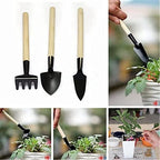 6 Pcs Garden Tools Mini Gardening Kit Plant Potted Flower Gadget Wooden Handles for Transplanting Seedlings, Cultivating and Weeding Flowers and Vegetable Seedlings