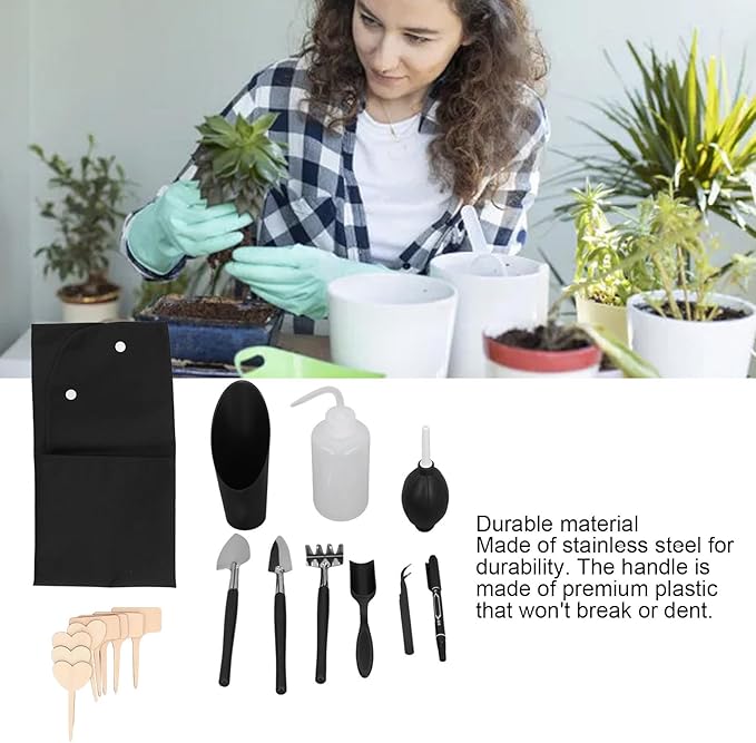 TOPINCN 18pcs Plant Tools Set Stainless Steel Gardening Tools with Lightweight Handle for Planting Transplanting Watering s Indoor Plants