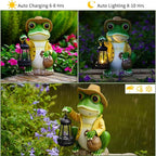 twinbling Frog Garden Statue with Solar Lantern - Large 13 in Solar Frog Statue Outdoor for Yard, Patio, Porch, Lawn and Balcony Decorations, Gift for Gardeners and Housewarming