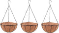 LaLaGreen Hanging Baskets for Plants (3 Pack, 10 Inch) Hanging Planter Outdoor with Coco Liner, Metal Wire Flower Basket Pots Holder Hanger Hook Deck Patio Porch Garden Balcony Outside Decoration