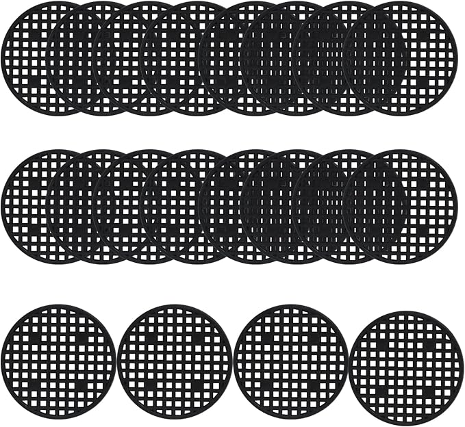 50 Pcs 2.1" Plant Pot Mesh Round Hole Cover, 55mm Black Plant Pot Drainage Mesh Discs Bottom Liners for Bonsai/Flower Pots, Soil Retention Grid Mats
