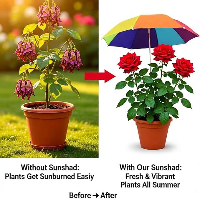 Upgraded Plant Umbrellas for Outdoor Plants, 26" Larger Garden Plant Umbrella Shade with Adjustable Hight, 43.4" Higher Sun Shade for Plants, Potted Plant, Garden Beds