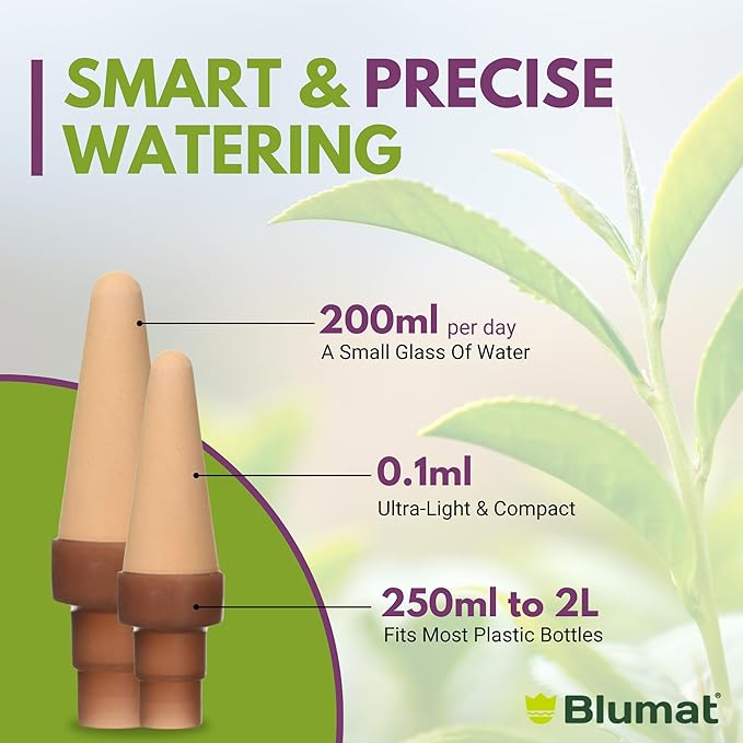 Blumat Plant Watering Devices - Easy Self Watering Planter Insert for Indoor Plants - Bottle Adapter - Prevents Overwatering and Underwatering for Healthy Growth - 1 Pack