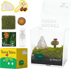 DIY Moss Terrarium Kit, 4 * 4 * 4 inch Acrylic Cube Mini Garden with Live Star Moss, Soil, Pure Mind-Craft Kit for Adults and Teens, Relaxing Desk Decor & Unique Gift for Home or Office