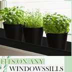 FoldTier 2 Sets Herb Garden Planter Indoor Kit with Trey 10 Pcs Metal Windowsill Plant Pots with Drainage Holes Indoor Herb Planter with Marker and Labels for Home Outdoor Plants (Black)