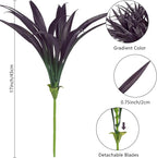 Ouddy Decor 20 Pcs Fake Outdoor Plants Artificial Grass Greenery Stems Faux Plastic Plants UV Resistant for Spring Summer Indoor Outside Garden Hanging Porch Patio Window Box Home Decor, Black Purple