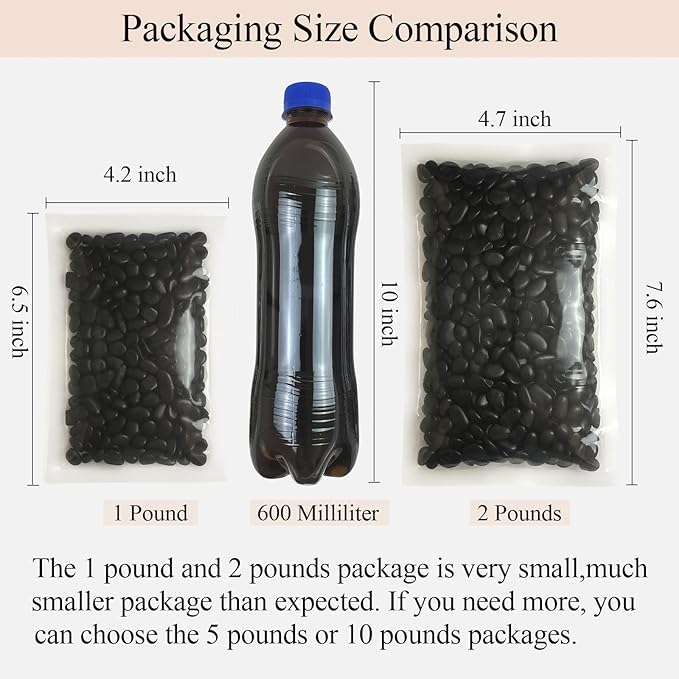 FANTIAN Black Pebbles for Indoor Plants, 3/8 inch Small Bag Stones, Decorative River Rocks for Succulent Potted Plant, Vase and Outdoor Landscaping Garden(16 oz)