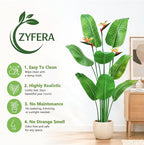 5FT Artificial Bird of Paradise Plant with Flowers, Tall Tropical Fake Plant Indoor, Large Artificial Plant for Living Room, Office Decor, Faux Floor Plant with Pot