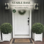 Artificial Boxwood Topiary Trees Set of 2, 26" Tall UV Resistant Real Touch Faux Plants in Pots for Front Porch, Entryway & Patio Decor