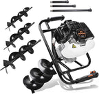 DC HOUSE 52cc 1800W Gas Powered Earth Auger EPA Certified Post Hole Digger, with 3 Drill Bits 4" 6" 8" and 3 Extension Rods 8" 12" 20", Mixing Ratio 30:1, for Fence, Farmland and Garden