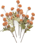 Floroom 5pcs Burnt Orange Faux Silk Mums Artificial Flowers, Bulk Fake Small Mini Chrysanthemums with Stems for DIY Wedding Centerpieces Floral Arrangements Vase Fillers Home Decorations