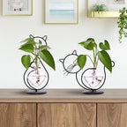 Plant Terrarium Plants Propagation Station Cat Lover Gifts for Women Home Office Decor Cat Desk Accessories