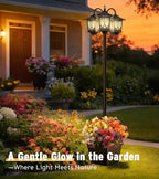 3-Head Solar Lamp Post with Planter, 74" Solar Light Flower Pot Lamp Post, 60Lm Waterproof Solar Light Poles for Outside, Garden, Patio, Yard, Driveway, Replaceable Bulb, Warm White (3000K)