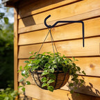 2 Pack Metal Plant Hanger for Wall, Decorative Plant Hooks for Hanging Plants, Indoor Outdoor Wall Plant Holder for Hanging Planters, Bird Feeders Home Decor (Black, 6 in-Straight Hook)