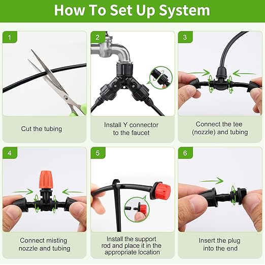 Locked - Connect Drip Irrigation Kit, 98ft Garden Drip Irrigation System, Automatic Micro Watering System with 4/7 inch Tubing Hose with Misting Nozzle Emitters for Garden, Bed Patio, Greenhouse