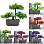 Bonsai Tree, Artificial Plants, Artificial Bonsai Tree Juniper Faux Plants, Indoor Small Fake Plants Decor for Home Bedroom Office Desk Farmhouse Decor(Color:Dark Green)