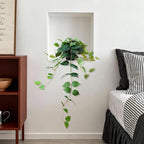 Fake Pothos Hanging Plants, 33" Potted Artificial Hanging Plant, Faux Pothos Silk Vines Hanging Plant Greenery for Home Living Room Indoor Decor