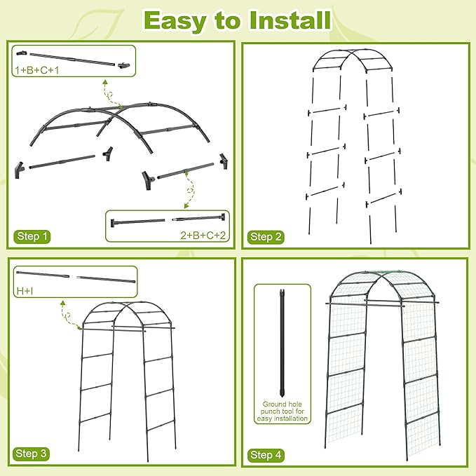 Miory Garden Arch Trellis for Climbing Plants Outdoor, 7ft Tall Plants Support Trellis for Climbing Vine Tomato Vegetable Flower Fruit, Cucumber Trellis for Raised Bed (32 x 83 Inch)