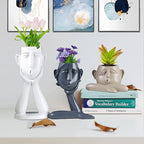 GDYOOSHOW Succulent Pots Statue Decor Crafted Figurines for Home Decor Accents 10.4 inch High, Living Room Bedroom Office Decoration, Buhos Bookself Collection-Plants Not Included (Set of 3)