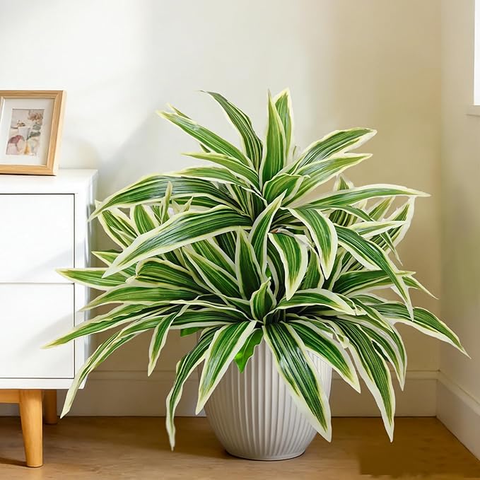 4Pcs Fake Ferns, Faux Outdoor Plants UV Resistant,3D Real Touch Fake Plants Total 60 Blades,Weatherproof Artificial Plants Outdoor Indoor for Garden Porch Home Office Decor