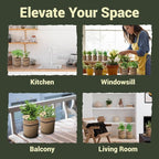 10 Herb Garden Planter Indoor Kit, 44pcs Complete Kitchen Herb Starter Set Including Burlap Pots, Markers, Soil Discs, Gardening Tools, Unique Easter/Birthday/Christmas Gift Ideas for Women, Mom