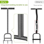 Dolibest Lawn Coring Aerator, Stainless Steel 3 Corer Plug Aerator Tool with Soft Rubber Grip, Manual Grass Aerating Tool, Garden Tool & Cleaning Hand Tool for Loosening Soil and Improving Lawn Health