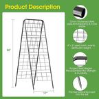 Heavy Duty Cucumber Trellis，50"x17" Adjustable A-Frame Trellis for Climbing Plants ，Metal mesh Design, Rust-Proof and UV-Resistant，Garden Trellis for Cucumber Beans and Vine Type Plants. Black &1Pcs