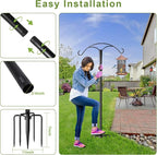 85 Inch Shepherds Hooks for Outdoor,Heavy Duty Shepherds Hooks for Outdoor with 5 Prong Base, Adjustable Stand Hanger for Garden Plant, Hummingbird Feeder, Lantern, Hanging Wedding Decor (1 Pack)