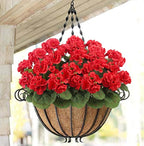 CITYES 3 Pcs Artificial Geraniums Flowers Silk Geraniums for Outdoors UV Resistant Red Fake Geranium Bush Faux Flowers Plant for Planter Garden Home Decor Indoor Patio Vase Table Centerpiece