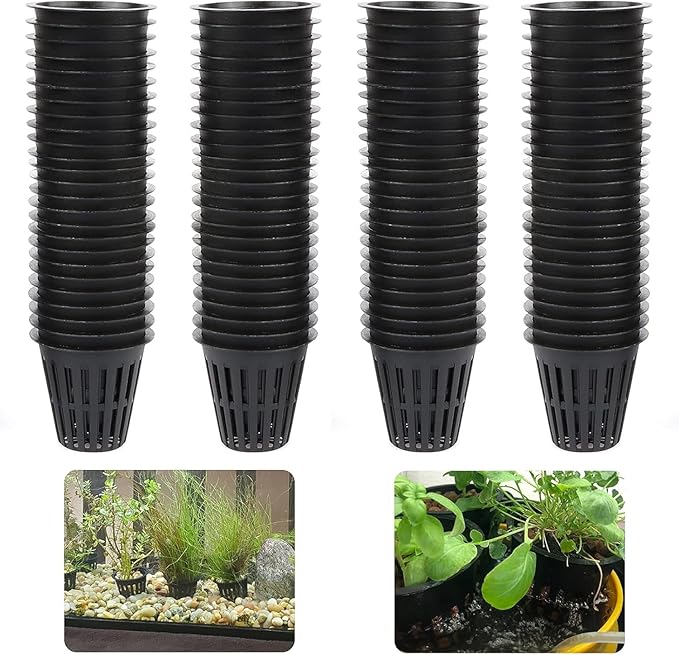 100PCS 2 inch Net Cups Pots, with 20 Plant Labels for Hydroponics Aquaponics Planter Indoor Outdoor Growing Baskets Slotted Mesh