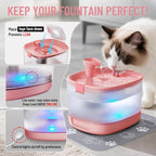 Veken Cat Water Fountain with Detachable Tank & Secure Clips, Easy to Clean & Assemble, 85oz/2.5L Pet Drinking Dispenser with Quiet Operation & LED Light, Cats, Dogs and Small Pets, Red