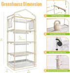Mini Indoor Greenhouse with Grow Light,4 Tiers Plant Shelf with 1.6FT 20W Full Spectrum Grow Light with Timer for Seed Starting, Ventilation Window & Bottom Pouch, 27" L x 19" W x 63" H
