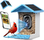 isYoung Smart Bird Feeder with Camera, 2.5K QHD Resolution, AI Identify 16000+ Birds, AI Auto-Capture & Motion Detection, IP65 Water-Resistant, 5W Solar Powered, Best Gift for Bird Lovers（Blue）