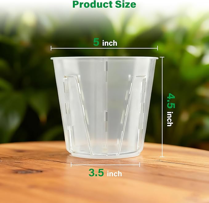 Bluepro 5 Inch Side-Open Orchid Pots 6 Pack, Plastic Nursery Planters with Detachable Side Walls for Easy Repotting, Breathable Slotted Flower Pots with Drainage for Root Health
