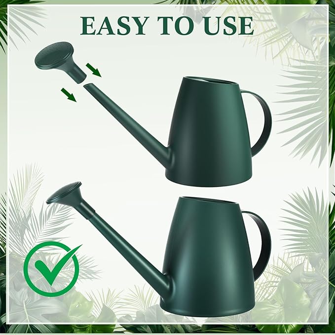 Reallnaive 6 Pcs Indoor Watering Can Set 1/2 Gallon Can 6.8 oz Spray Bottle 17 oz Squeeze Bottle Plant Watering Globes Soil Moisture Meter Small Spraying Set for Indoor Outdoor Plants (Dark Green)