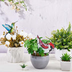 CRASPIRE 2 Styles Bird Plant Decoration Hummingbird Flower Pot Suncatcher Acrylic Garden Stake Hanger Decor Blue Yellow Butterflies Catcher Hugger for Art Indoor Outdoor Patio Pots Yard Farmhouse
