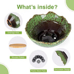 ARTKETTY Bonsai Pots, 9.06 Inch Succulent Pots with Drainage and Saucer, Ceramic Pots for Indoor Cactus Plants Unique Flower Plant Pots Round Bonsai Tree Planters Windowsill Desk Decor