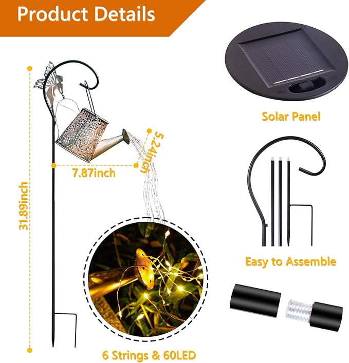 SRNPMIU Solar Watering_Can Light, Solar Outdoor Decorative,Garden Decor Lights for Yard, IP65 Waterproof Hanging Lantern Landscape Lights, Garden Gifts for Mom, Grandma Women Birthday