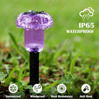 Priddop Solar Lights Outdoor Pathway Waterproof 8 Pack Purple LED Acrylic Mushroom Decorative Garden Lights for Yard Landscape Patio Outside Decorations
